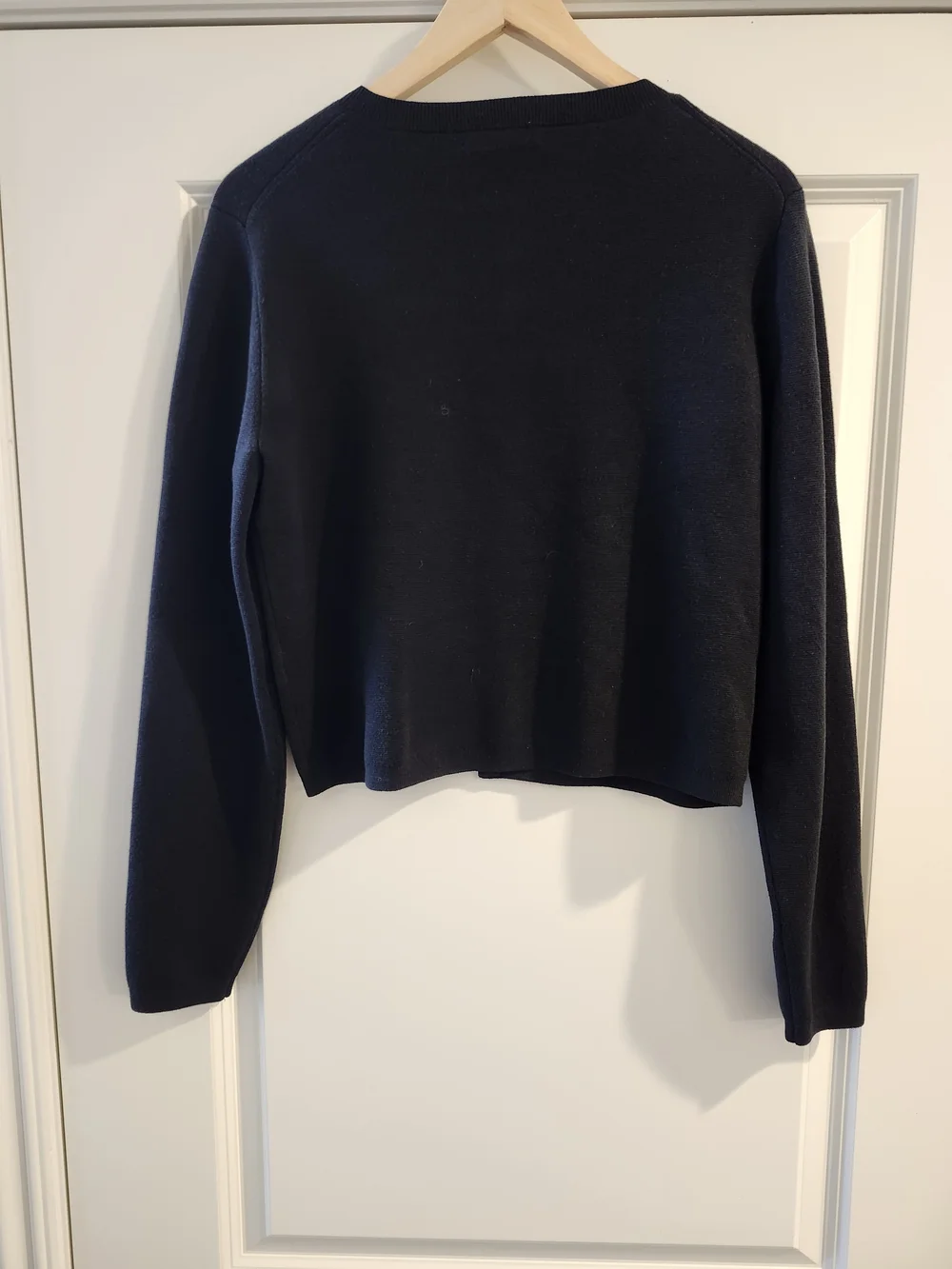 NWOT J.Crew Black TENCEL Lyocell Blend Cropped Crewneck Cardigan M